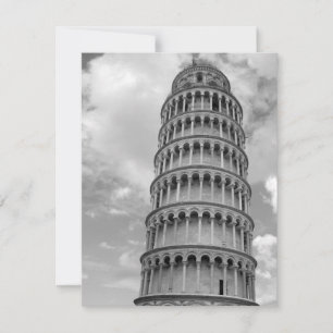 Black White Leaning Tower of Pisa Italy Holiday Card