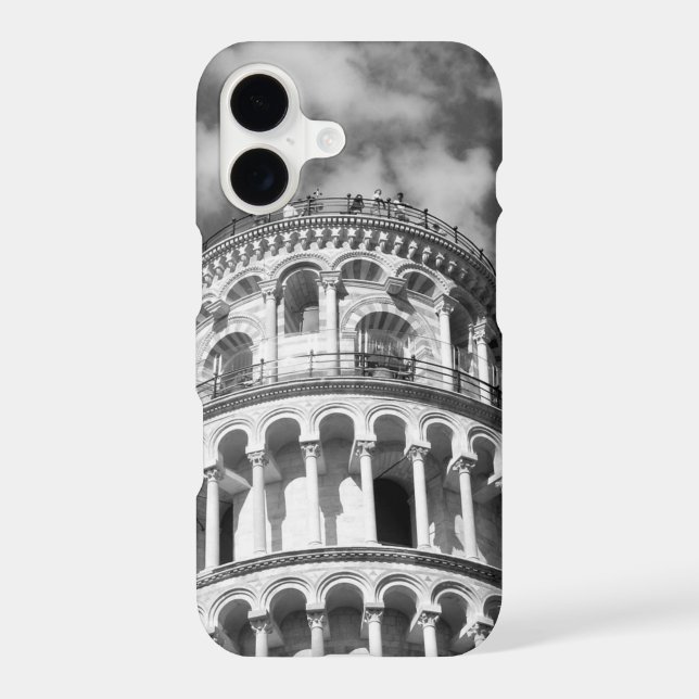 Black White Leaning Tower of Pisa Italy iPhone Case (Back)