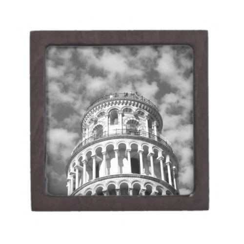 Black White Leaning Tower of Pisa Italy Jewelry Box