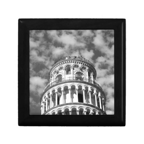 Black White Leaning Tower of Pisa Italy Keepsake Box