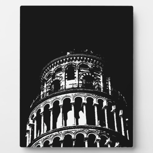 Black White Leaning Tower of Pisa Italy Plaque