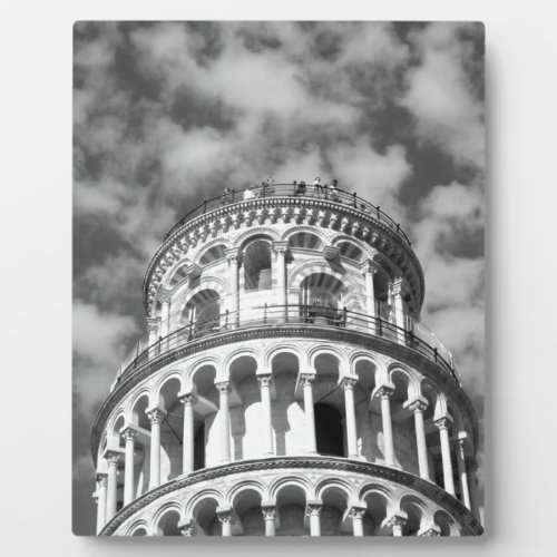 Black White Leaning Tower of Pisa Italy Plaque