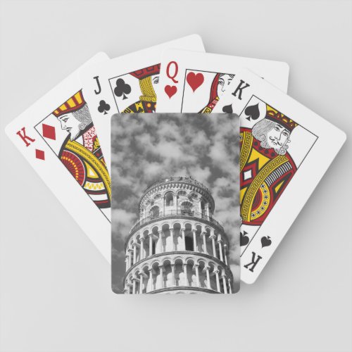 Black White Leaning Tower of Pisa Italy Poker Cards