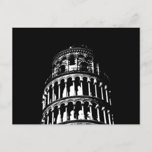 Black White Leaning Tower of Pisa Italy Postcard
