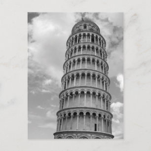 Black White Leaning Tower of Pisa Italy Postcard