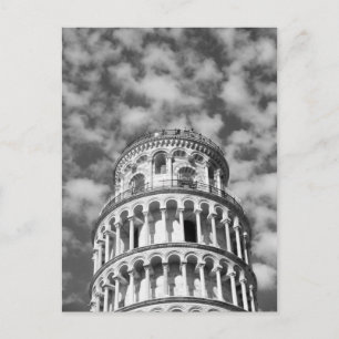 Black White Leaning Tower of Pisa Italy Postcard