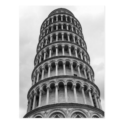 Black & White Leaning Tower of Pisa Italy Postcard | Zazzle