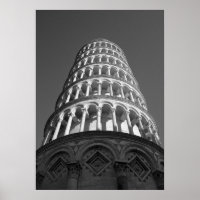 Black & White Leaning Tower of Pisa Italy