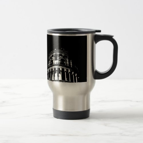 Black White Leaning Tower of Pisa Italy Travel Mug