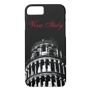 Black White Leaning Tower of Pisa Italy Viva Italy iPhone 8/7 Case