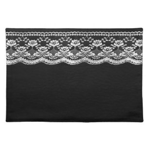 Black & White Leather & Lace Cloth Placemat