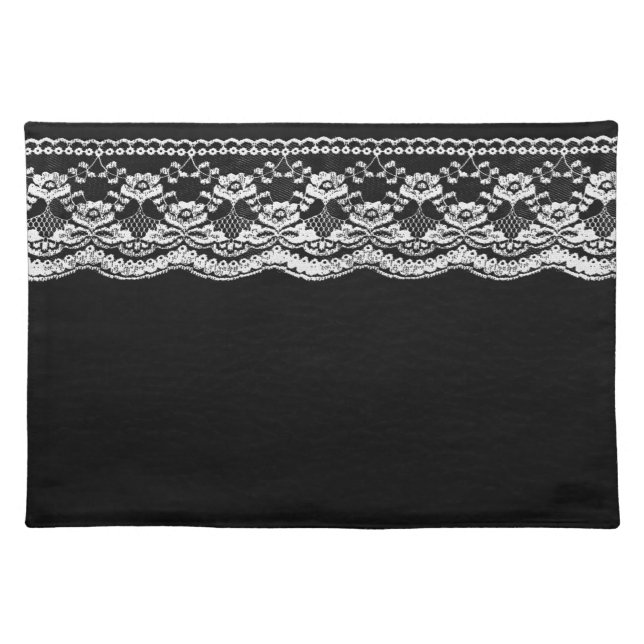 Black & White Leather & Lace Cloth Placemat (Front)