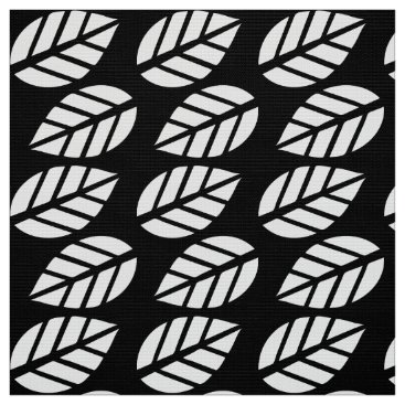 Black white leaves pattern fabric