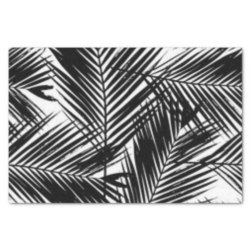 Black  White Leaves Pattern Print Design Tissue Paper