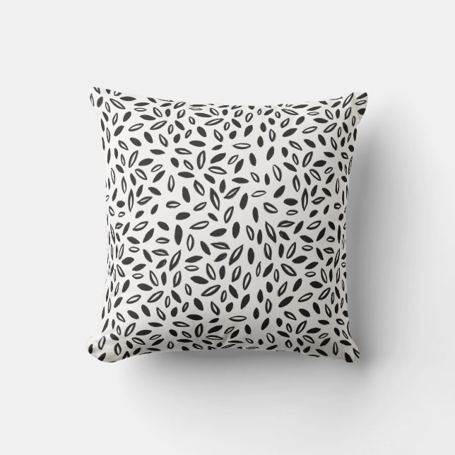 Black & White Leaves Throw Pillow (Front)