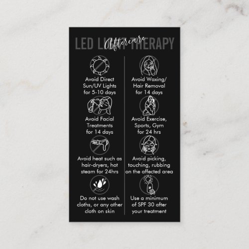 Black White Led Light Therapy Skin Aftercare Business Card