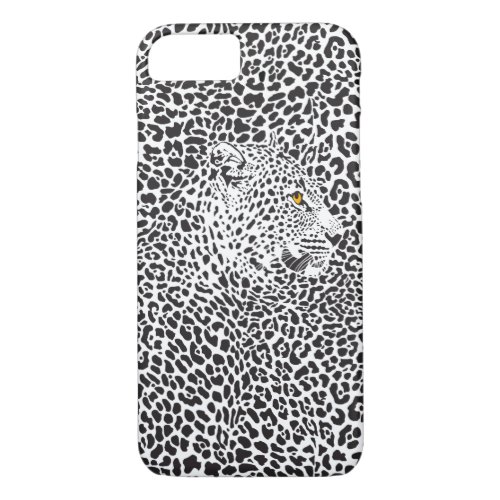 Black  White Leopard Camouflaged In Spots Pattern iPhone 87 Case