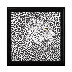 Black & White Leopard Camouflaged In Spots Pattern Jewelry Box