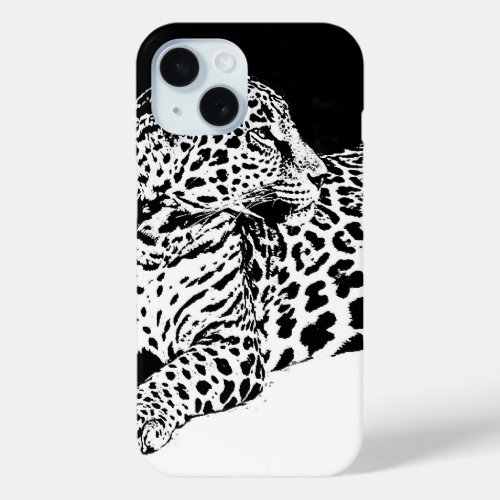 Black  White Leopard iPhone 15 Case
