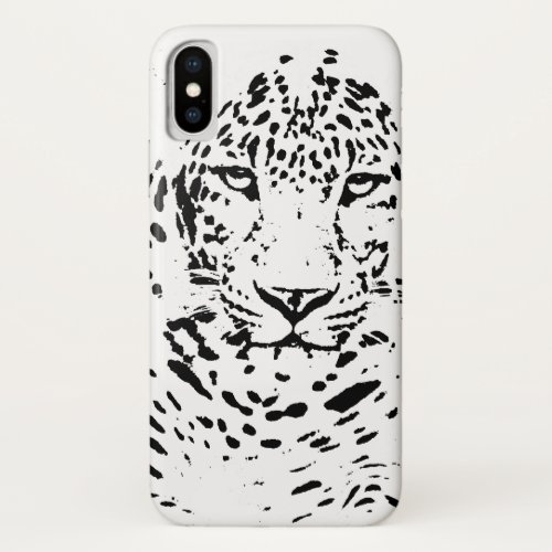 Black White Leopard iPhone X Case