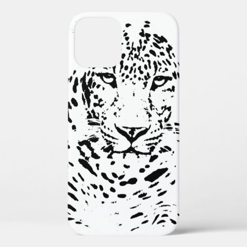 Black White Leopard iPhone 12 Pro Case