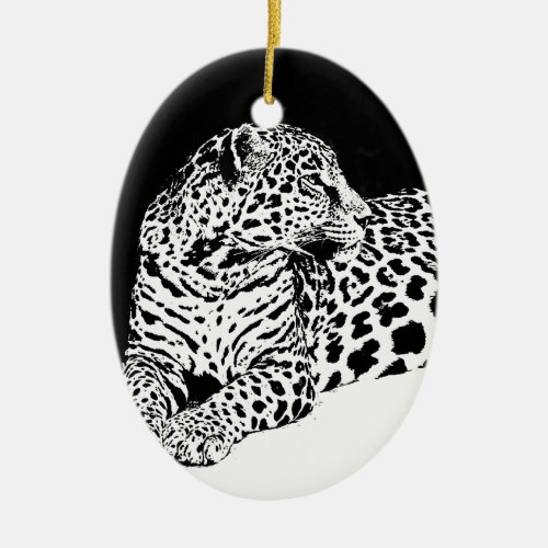 Black  White Leopard Ceramic Ornament