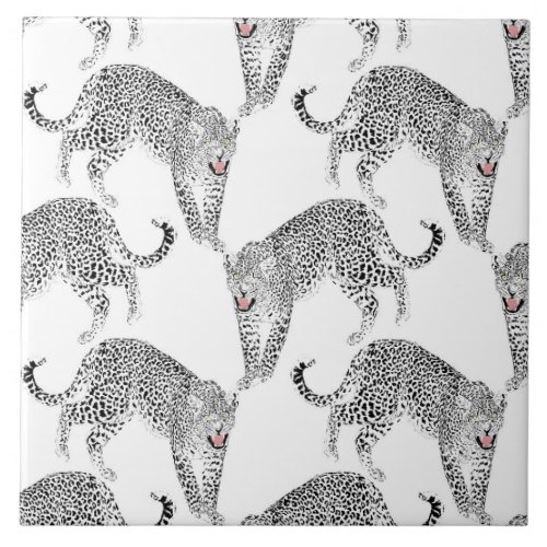 Black White Leopard Ceramic Tile