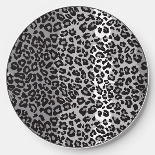 Black  White Leopard Cheetah Print Wireless Charger