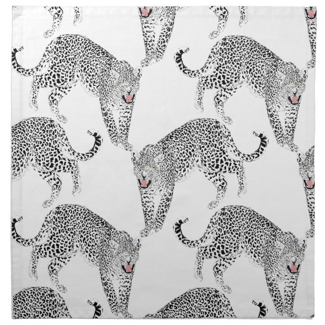 Black White Leopard Cloth Napkin (Front)