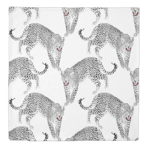 Black White Leopard Duvet Cover