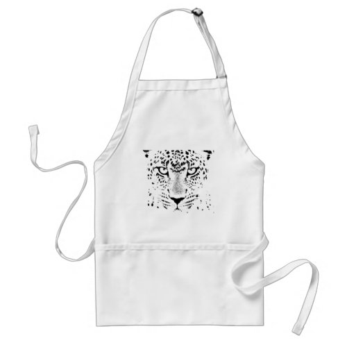 Black  White Leopard Eyes Adult Apron