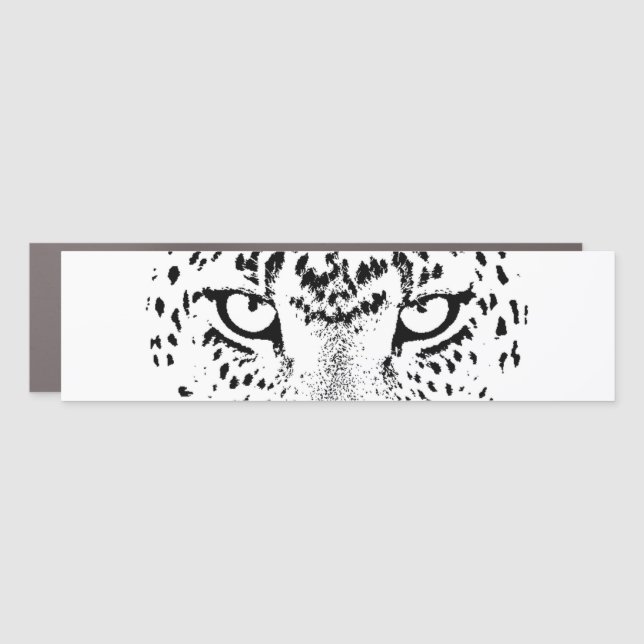 Black & White Leopard Eyes Car Magnet (Front)