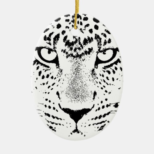 Black  White Leopard Eyes Ceramic Ornament