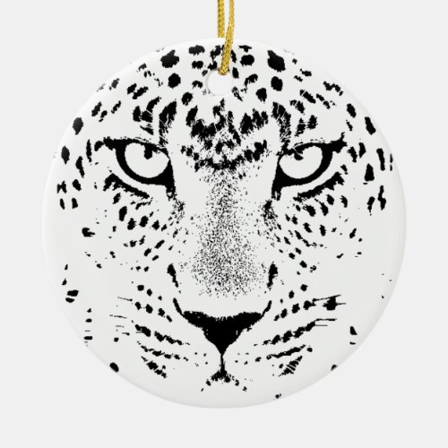 Black  White Leopard Eyes Ceramic Ornament