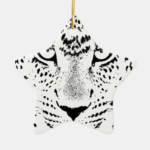 Black  White Leopard Eyes Ceramic Ornament