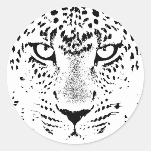 Black  White Leopard Eyes Classic Round Sticker
