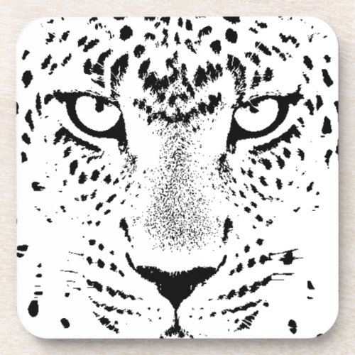 Black  White Leopard Eyes Coaster