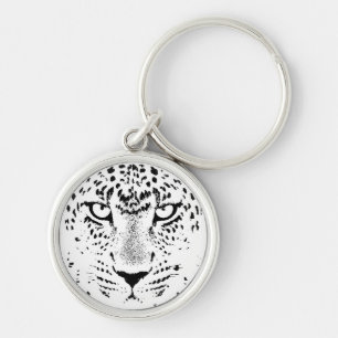 Black & White Leopard Eyes Keychain