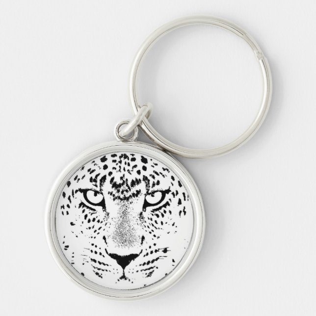 Black & White Leopard Eyes Keychain (Front)