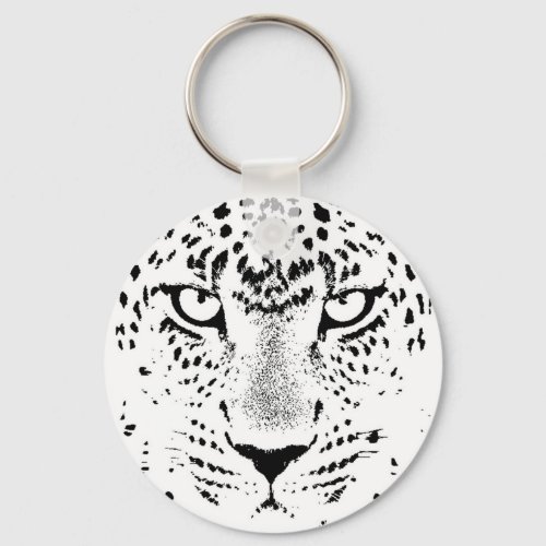 Black  White Leopard Eyes Keychain