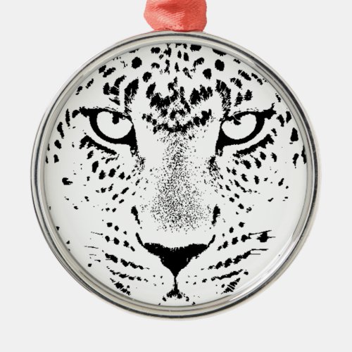 Black  White Leopard Eyes Metal Ornament