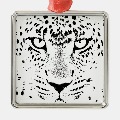 Black  White Leopard Eyes Metal Ornament