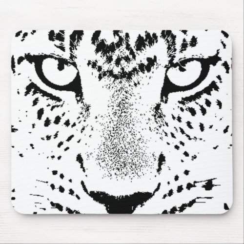 Black  White Leopard Eyes Mouse Pad