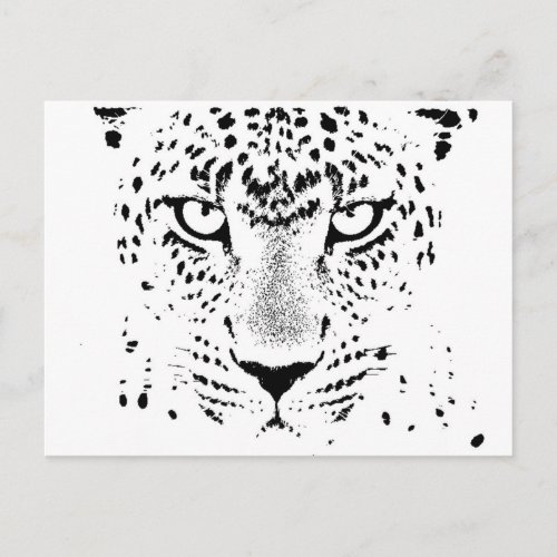 Black  White Leopard Eyes Postcard