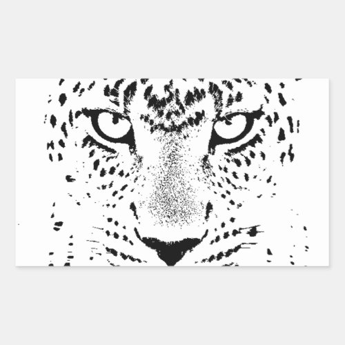 Black  White Leopard Eyes Rectangular Sticker