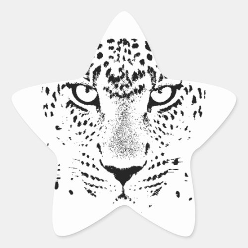 Black  White Leopard Eyes Star Sticker