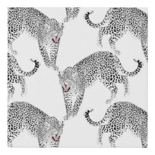 Black White Leopard Faux Canvas Print