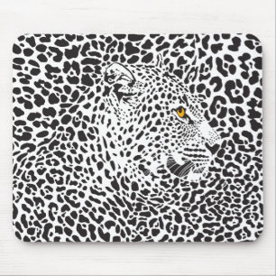 Black & White Leopard Illustration 2 Mouse Pad