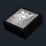 Black & White Leopard In Spots Gift Box<br><div class="desc">Cute black and white leopard head illustration,  ember-brown eyes,  hiding in his spots.</div>