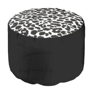 Black & White Leopard Ottoman Pouf